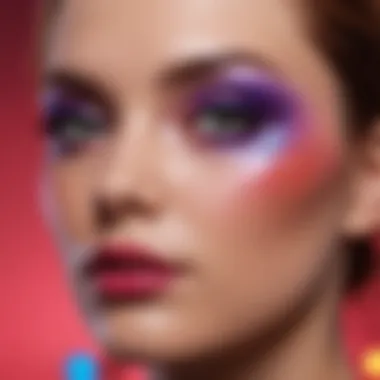 Artistic makeup layout showcasing vibrant colors