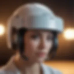 Laser hair loss helmet in use