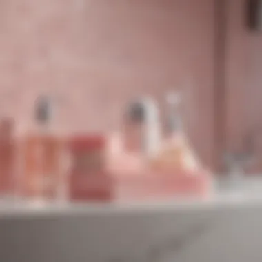 A serene bathroom setting featuring the Glossier Soap Bar among skincare products