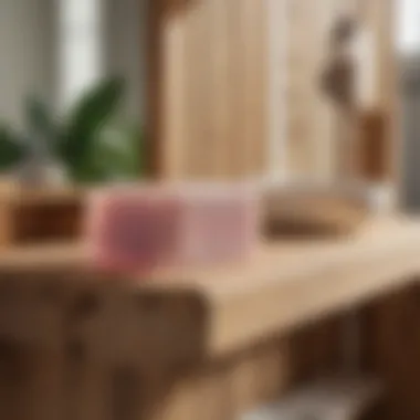 Glossier Soap Bar placed elegantly on a wooden bathroom shelf