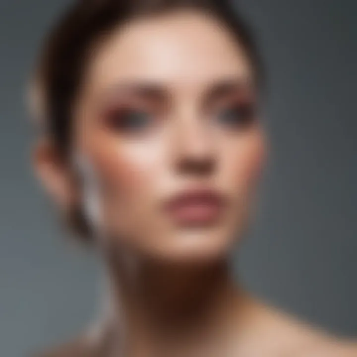 Close-up of makeup application highlighting color blending techniques