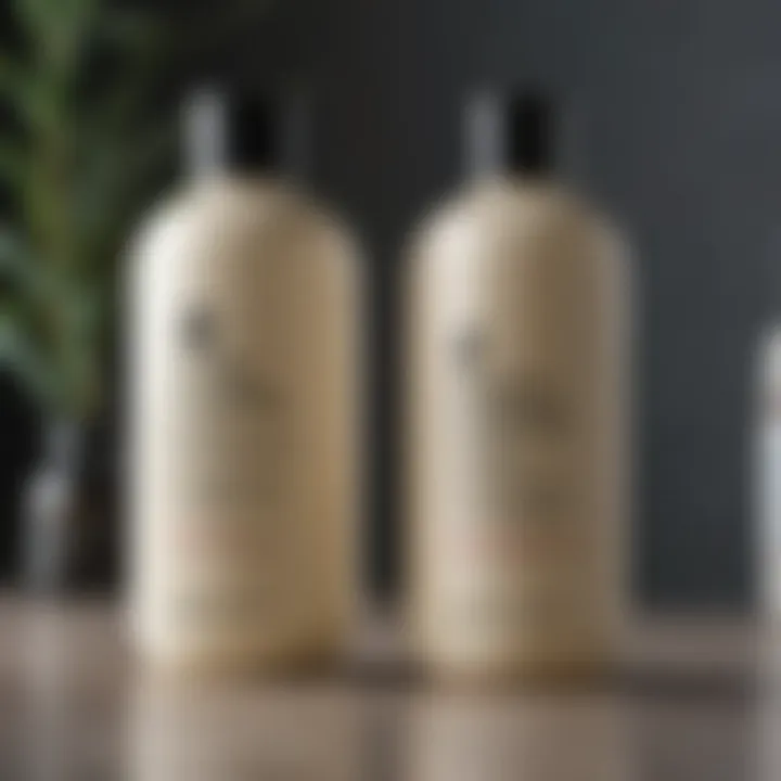 Close-up of shampoo and conditioner bottles