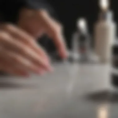 An elegant salon setup with nail polish applications in progress