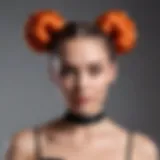 Vibrant clip-on space buns styled on a mannequin