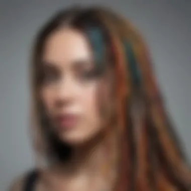 Colorful dread extensions arranged artistically