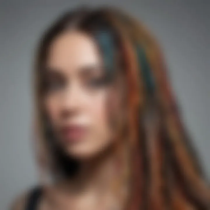 Colorful dread extensions arranged artistically
