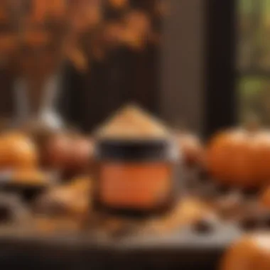 A vibrant autumn-themed display featuring Tula's So Pumpkin Exfoliating Sugar Scrub