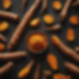 Close-up of turmeric root and powder showcasing its vibrant color
