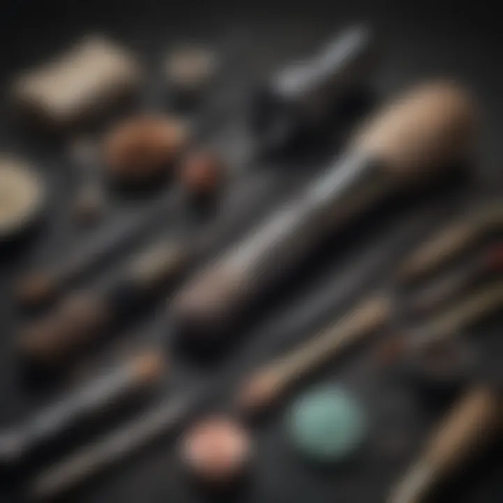 An array of brushes and application tools for hair coloring