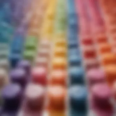 Vibrant watercolor shampoo colors displayed in an artistic arrangement