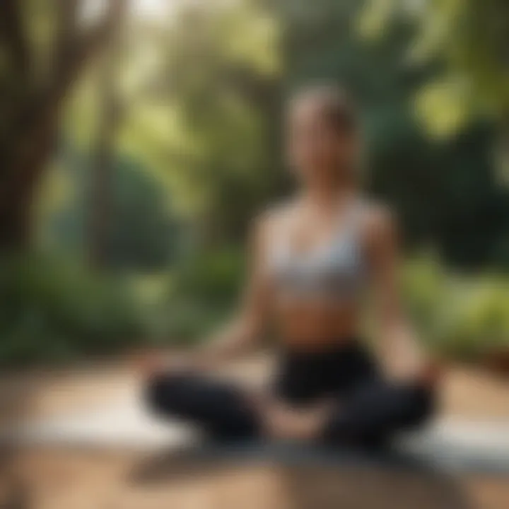 Woman practicing yoga in a serene outdoor setting