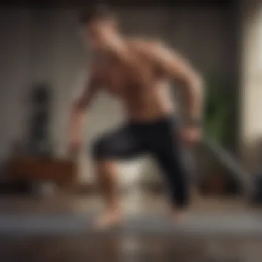 Man performing bodyweight exercise indoors