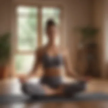 Woman practicing yoga at home