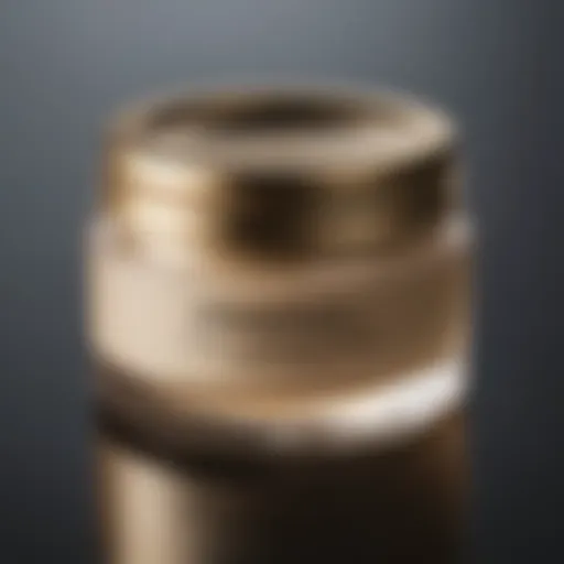 Close-up of a luxurious cream jar with a golden lid