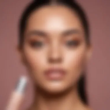 Model applying Fenty Beauty base products in a luminous setting