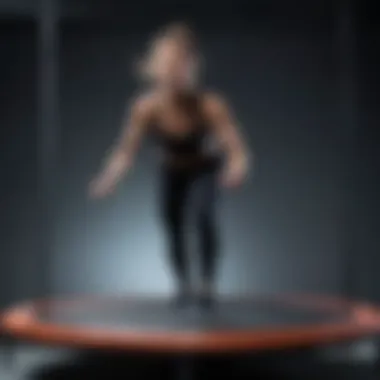 Fitness enthusiast enjoying a workout on a folding trampoline