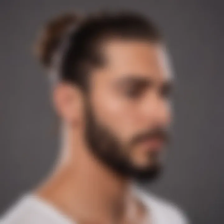 Man with flawless finished man bun hairstyle