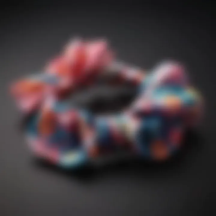 Colorful fabric hair tie with floral pattern