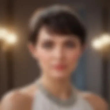 A fashionable look featuring a pixie cut and an elegant headband for an evening event