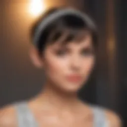 A stylish headband paired with a chic pixie cut