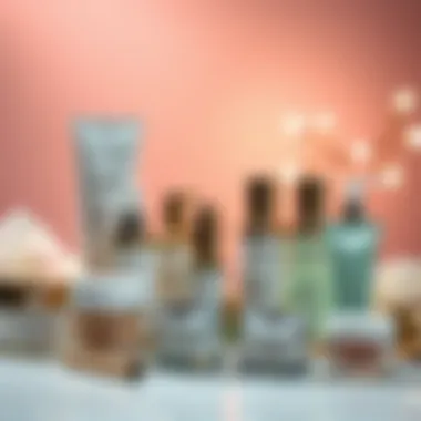 Array of skincare products elegantly arranged