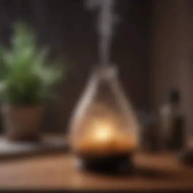 Humidifier with essential oils in a cozy atmosphere