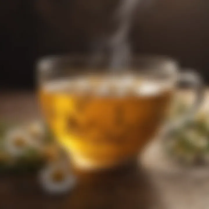 Warm chamomile tea for soothing acid reflux sore throat