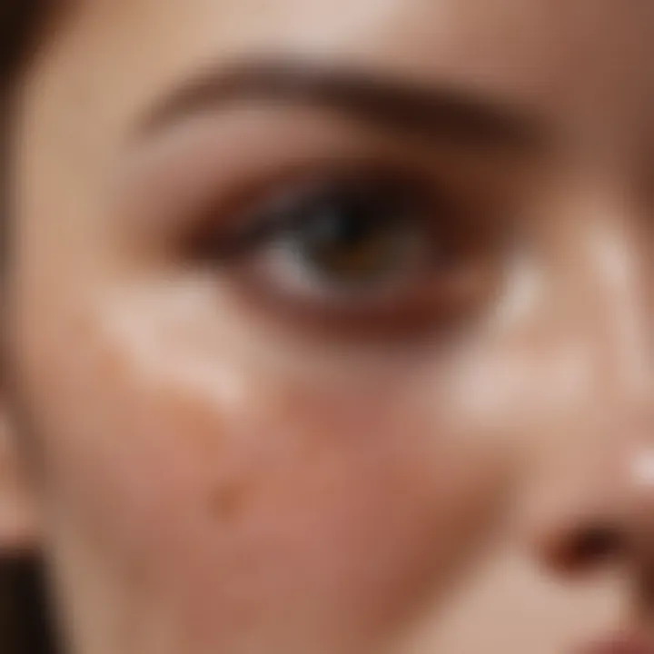 Close-up of skin showing dark spots due to hyperpigmentation