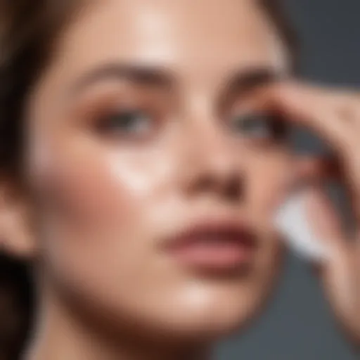 A close-up of a hydrating face mask being applied to a model's face.