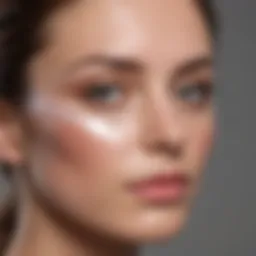 Close-up of invisible face lift tape applied on skin