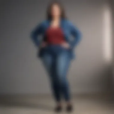 Modern fashionista showcasing versatility of Justice plus size jeans in various outfits