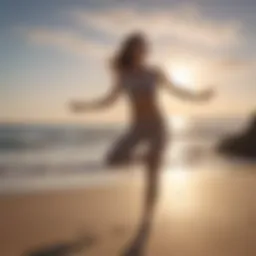 Mature woman doing yoga on a beach