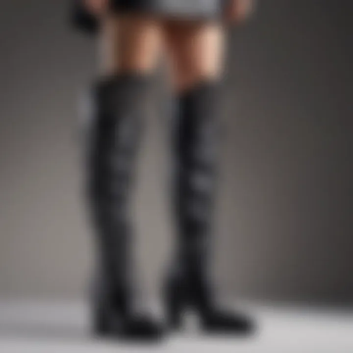 Pair of knee-high large calf boots with edgy studded details