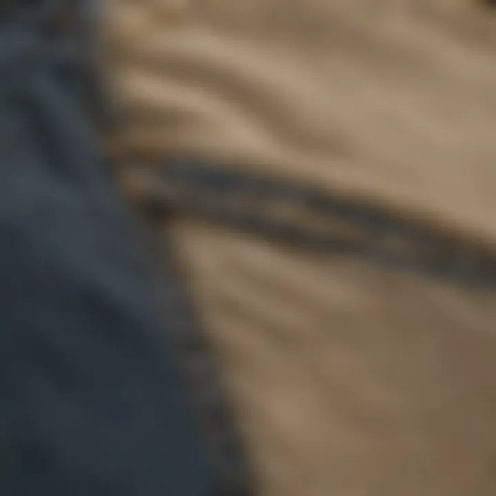 Detailed view of Levi's sand jeans showcasing fabric texture