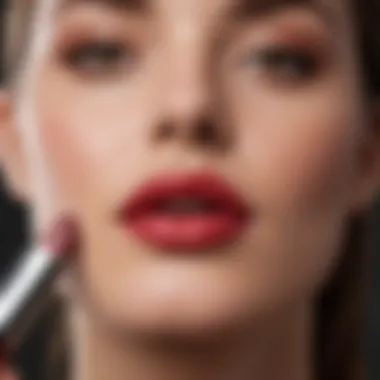 Application demonstration of L'Oreal matte lipstick with a precise lip brush