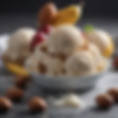 Natural Ingredients for Low Sugar Ice Cream A selection of natural ingredients for making low sugar ice cream, including fruits and nuts
