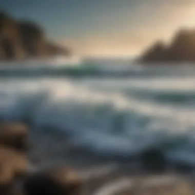 Harmonious Collision of Elements Majestic ocean waves crashing against rocks