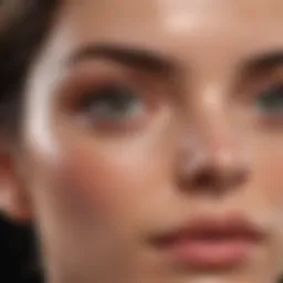 Close-up of oily skin showcasing shine and texture