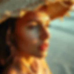 A serene beach setting with sun-kissed skin