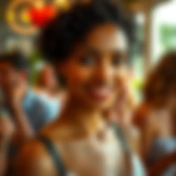 A radiant individual showcasing their tan at a social gathering