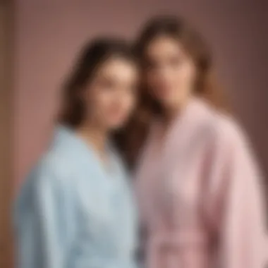 Chic and cozy matching robes in soft pastel hues for mom and daughter