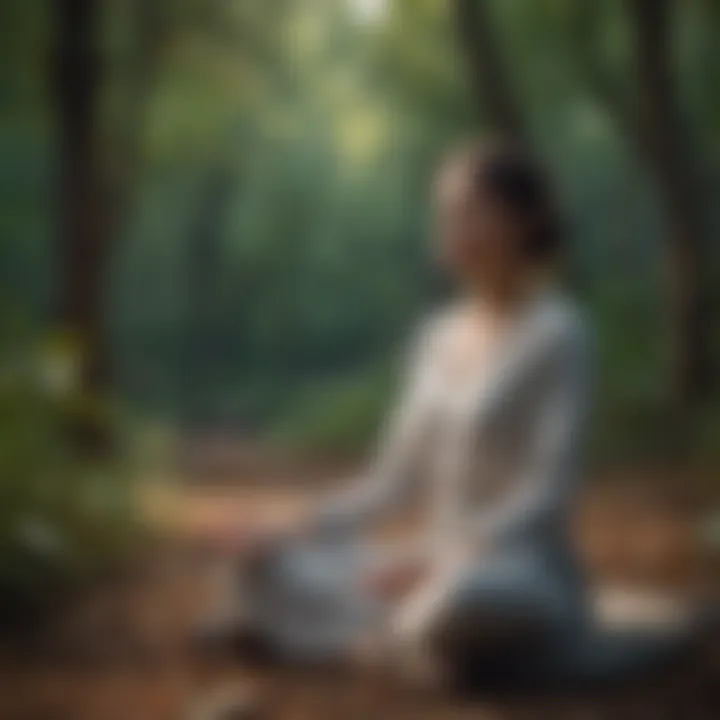 A person meditating in a peaceful outdoor setting