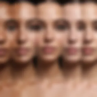 A graphic representation of various skin types with corresponding treatment suggestions.