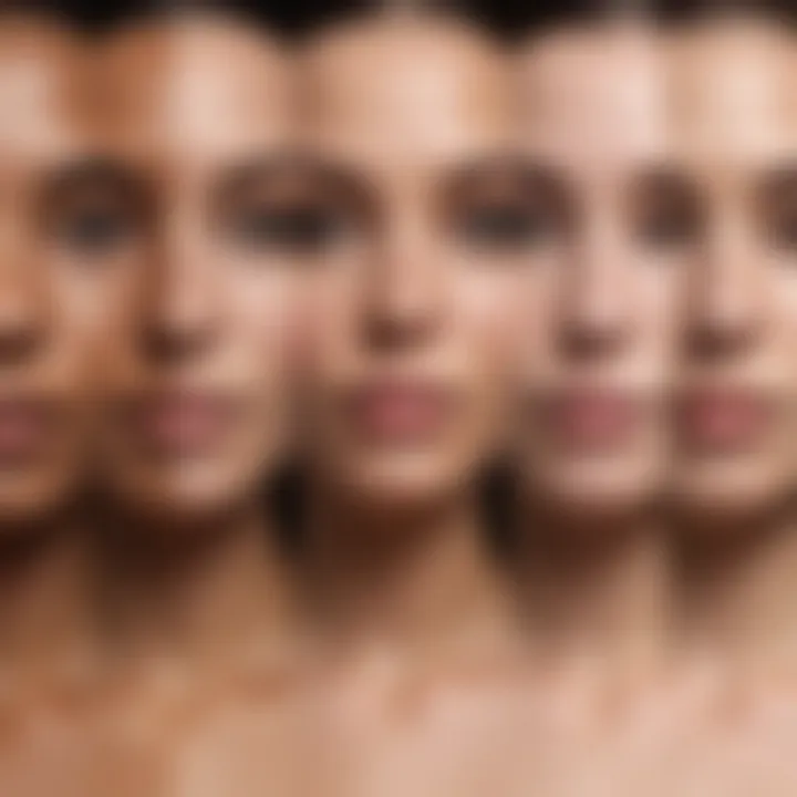 A graphic representation of various skin types with corresponding treatment suggestions.