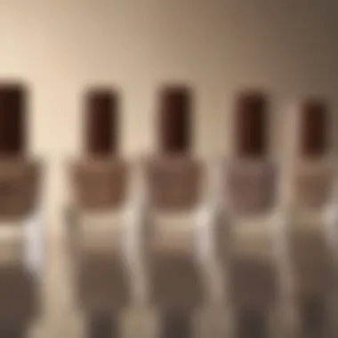 Artistic arrangement of trending neutral shades in various bottles