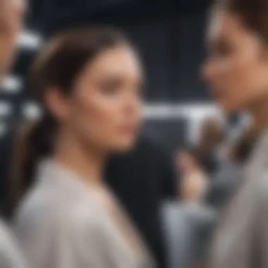 Models interacting backstage, highlighting collaboration and teamwork
