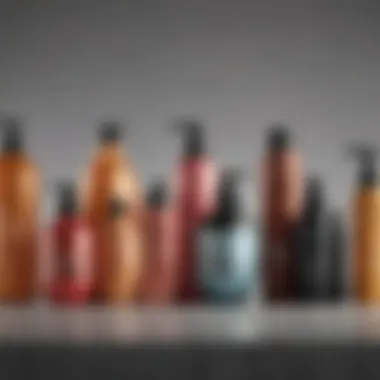 A variety of hair products displayed for styling