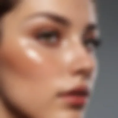 A close-up of a makeup brush applying concealer to a blemish.