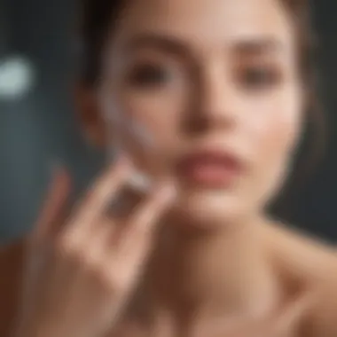 Applying Soothing Lotion Gentle application of soothing lotion to sensitive skin after shaving.