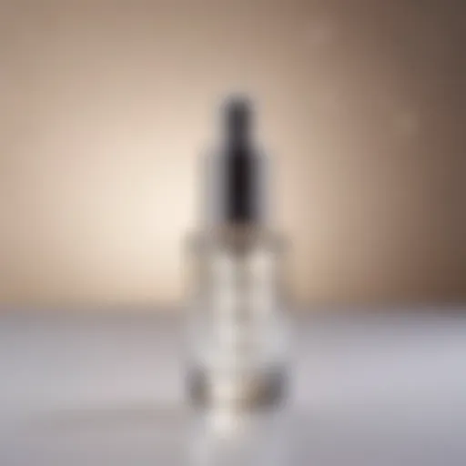 A close-up of retinol serum in a glass dropper bottle